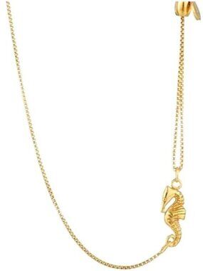 ALEX AND ANI Seahorse pull chain Necklace 14k Gold Plated Providence Collection